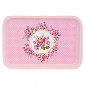 Δίσκος Σερβιρίσματος Ρόζ Πουά Τριαντάφυλλά 30.5x20.5x2 εκ.