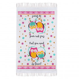 Πετσέτα Κουζίνας Βαμβακερή Λευκή Κουκουβάγιες 35x60 cm