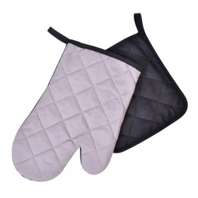 Γάντι &amp Πιάστρα Μαύρο Γκρι - 2 τμχ.