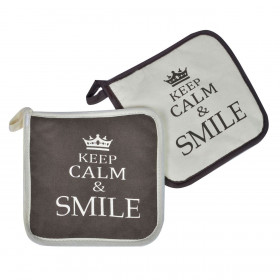 Πιάστρες Κουζίνας Βαμβακερές Μπεζ Σοκολατί 18x18 cm - 2 τμχ.