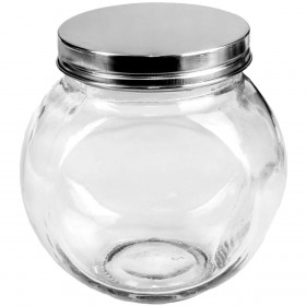 Βαζάκι Γυάλινο Διάφανο Μεταλλικό Καπάκι 650 ml