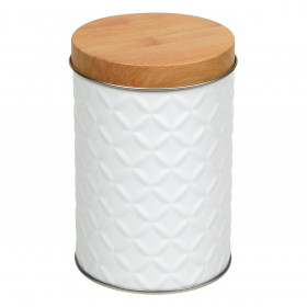 Κουτί Αποθήκευσης Καπάκι Μεταλλικό Ανάγλυφο Λευκό 8.4x13 cm