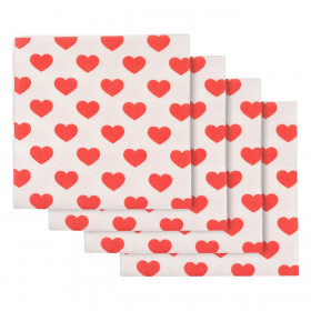 Σπογγοπετσέτα Απορροφητική Λευκή Κόκκινες Καρδιές 38x38cm - 4 τμχ. 
