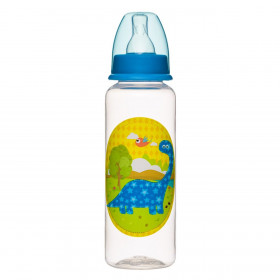 Μπιμπερό Πλαστικό με Θηλή Σιλικόνης Δεινόσαυρος 250 ml 0Μ+