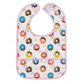 Σαλιάρα με Συλλέκτη Φαγητού Διάφανη Ροζ Πουά Donuts 23x20.5cm