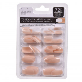 Τεχνητά Νύχια Τετράγωνα Φυσικό Χρώμα - 72 τμχ.