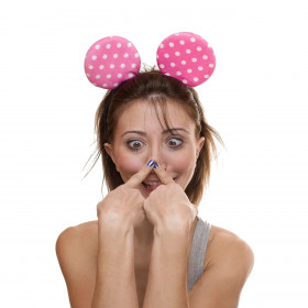 Αποκριάτικη Στέκα Ροζ Πουά Αυτιά Ποντικάκι