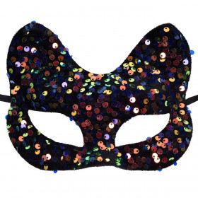 Αποκριάτικη Μάσκα Γυναικεία Μαύρη Βελουτέ με Αυτάκια Γατούλας & Παγιέτες 18.5cm Αποκριάτικη Μάσκα Γυναικεία Μαύρη Βελουτέ με Αυτάκια Γατούλας & Παγιέτες 18.5cm