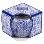 Κερί Aρωματικό Eκρού σε Στρογγυλό Ποτήρι Μπλε Τiles Γιασεμί 6.5x6.8 cm
