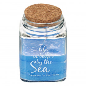 Κερί Αρωματικό Μπλε Σε Βαζάκι με Καπάκι Φελλό 6x6x9.5 cm