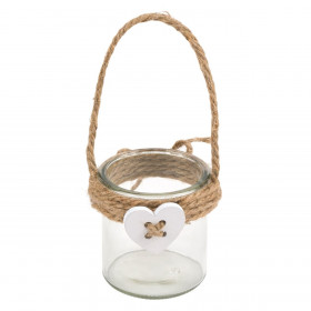 Διακοσμητική Γυάλα Κρεμαστή Σχοινί Καρδιά 8x8 cm