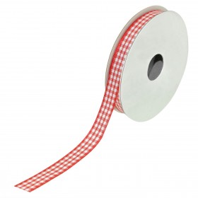 Xριστουγεννιάτικη Διακοσμητική Κορδέλα Δέντρου Kόκκινη Kαρό - 5 m x 9 mm