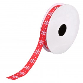 Xριστουγεννιάτικη Διακοσμητική Κορδέλα Δέντρου Kόκκινη Νιφάδες - 5 m x 9 mm