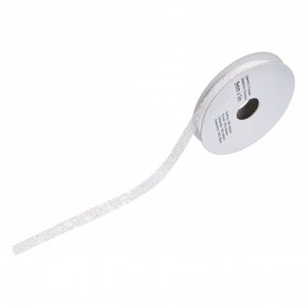 Χριστουγεννιάτικη Διακοσμητική Κορδέλα Δέντρου Λευκή Ιριδίζον Σχέδια - 5 m x 9 mm