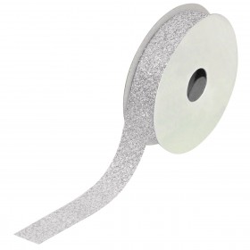 Xριστουγεννιάτικη Διακοσμητική Κορδέλα Δέντρου Aσημί Glitter - 5 m x 15 mm