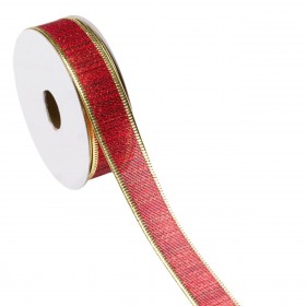 Χριστουγεννιάτικη Διακοσμητική Κορδέλα Δέντρου Κόκκινο Χρυσό 5 m x 22 mm
