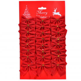 Χριστουγεννιάτικοι Διακοσμητικοί Φιόγκοι Κόκκινο Βελουτέ 5.5 cm - 24 τμχ.
