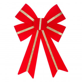 Χριστουγεννιάτικος Διακοσμητικός Φιόγκος Κόκκινο Βελουτέ Χρυσή Γραμμή 32 cm