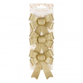 Χριστουγεννιάτικοι Διακοσμητικοί Φιόγκοι Χρυσό Glitter 104 cm - 3 τμχ.