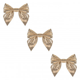 Χριστουγεννιάτικοι Διακοσμητικοί Φιόγκοι Σαμπανί Glitter 10 cm - 3 τμχ.