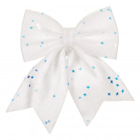 Χριστουγεννιάτικος Διακοσμητικός Φιόγκος Λευκός Ιριδίζον Glitter Παγιέτες Αστέρια 28 cm Χριστουγεννιάτικος Διακοσμητικός Φιόγκος Λευκός Ιριδίζον Glitter Παγιέτες Αστέρια 28 cm