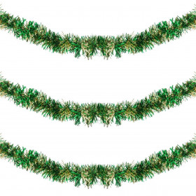 Χριστουγεννιάτικη Τρέσα Πράσινη Χρυσή Tinsel 3 m x 5 cm