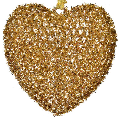 Xριστουγεννιάτικο Στολίδι Δέντρου Καρδιά Διάτρητη Χρυσό Tinsel 15 cm
