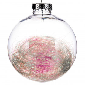 Χριστουγεννιάτικο Στολίδι Δέντρου Μπάλα Διάφανη Ιριδίζοντα Tinsel 10 cm