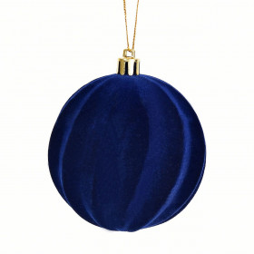 Χριστουγεννιάτικο Στολίδι Δέντρου Μπάλα Βελουτέ Μπλε Κυματιστές Γραμμές 8cm Χριστουγεννιάτικο Στολίδι Δέντρου Μπάλα Βελουτέ Μπλε Κυματιστές Γραμμές 8cm