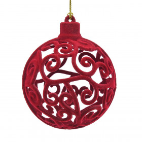 Χριστουγεννιάτικο Στολίδι Δέντρου Μπάλα Βελουτέ Μπορντό Διάτρητο Σχέδιο 8cm Χριστουγεννιάτικο Στολίδι Δέντρου Μπάλα Βελουτέ Μπορντό Διάτρητο Σχέδιο 8cm