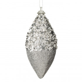 Χριστουγεννιάτικο Στολίδι Δάκρυ Αφρώδες Ασημί Πούλιες Glitter 13 cm