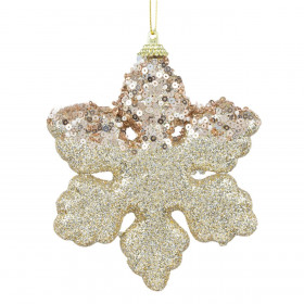 Χριστουγεννιάτικο Στολίδι Δέντρου Αφρώδης Χιονονιφάδα Σαμπανί 12 cm