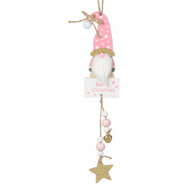 Χριστουγεννιάτικο Στολίδι Δέντρου Ξύλινo Άγιος Βασίλης Gnome Ροζ Σκουφί  "Merry Christmas" 25cm Χριστουγεννιάτικο Στολίδι Δέντρου Ξύλινo Άγιος Βασίλης Gnome Ροζ Σκουφί  "Merry Christmas" 25cm