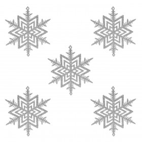 Σετ Χριστουγεννιάτικα Στολίδια Δέντρου Χιονονιφάδες Aσημί Glitter 10 cm - 5 τμχ. Σετ Χριστουγεννιάτικα Στολίδια Δέντρου Χιονονιφάδες Aσημί Glitter 10 cm - 5 τμχ.
