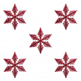 Σετ Χριστουγεννιάτικα Στολίδια Δέντρου Χιονονιφάδες Kόκκινο Glitter 10 cm - 5 τμχ.   Σετ Χριστουγεννιάτικα Στολίδια Δέντρου Χιονονιφάδες Kόκκινο Glitter 10 cm - 5 τμχ.