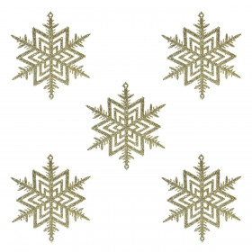 Σετ Χριστουγεννιάτικα Στολίδια Δέντρου Χιονονιφάδες Σαμπανί Glitter 10 cm - 5 τμχ. Σετ Χριστουγεννιάτικα Στολίδια Δέντρου Χιονονιφάδες Σαμπανί Glitter 10 cm - 5 τμχ.