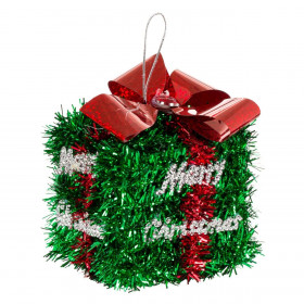 Χριστουγεννιάτικο Στολίδι Δέντρου Δώρο 3D Πράσινο Merry Christmas Κόκκινος Φιόγκος Tinsel  8 cm Χριστουγεννιάτικο Στολίδι Δέντρου Δώρο 3D Πράσινο Merry Christmas Κόκκινος Φιόγκος Tinsel  8 cm