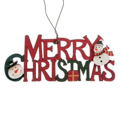 Χριστουγεννιάτικο Στολίδι Δέντρου Vintage Ξύλινη Επιγραφή &quotMerry Christmas&quot 13 cm