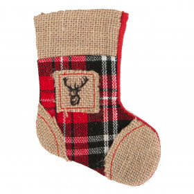 Χριστουγεννιάτικο Στολίδι Δέντρου Μπότα Κόκκινη Λινή Kαρό Τάρανδος 16x12 cm