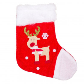 Χριστουγεννιάτικο Στολίδι Δέντρου Μπότα Κόκκινο Βελούδο Τάρανδος 12x14 cm