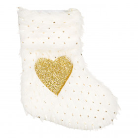 Χριστουγεννιάτικο Στολίδι Δέντρου Μπότα Λευκή Γούνα Χρυσό Glitter Αστέρι 12x14 cm