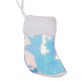 Χριστουγεννιάτικο Στολίδι Δέντρου Μπότα Ολογραφική Παγιέτα Γούνα 11x15 cm