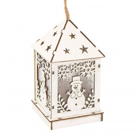 Χριστουγεννιάτικο Ξύλινο Σπιτάκι Λευκό Χιονάνθρωπος LED 6.5x6.5x12 cm Χριστουγεννιάτικο Ξύλινο Σπιτάκι Λευκό Χιονάνθρωπος LED 6.5x6.5x12 cm