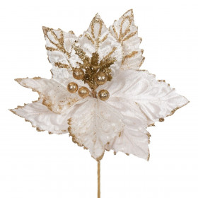 Χριστουγεννιάτικο Διακοσμητικό Αλεξανδρινό Εκρού Χρυσό Glitter 29 cm