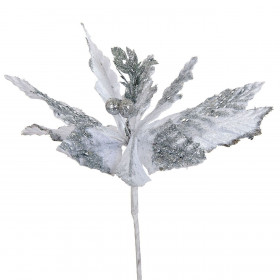 Χριστουγεννιάτικο Αλεξανδρινό Ασημί Glitter 26 εκ.