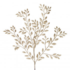 Χριστουγεννιάτικο Διακοσμητικό Κλαδί Χρυσά Φύλλα Glitter 55 cm