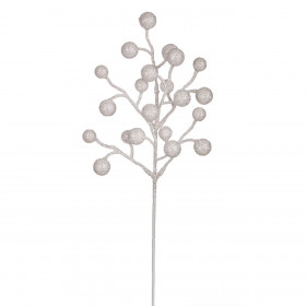Χριστουγεννιάτικο Διακοσμητικό Κλαδί Λευκοί Glitter Καρποί 43 cm