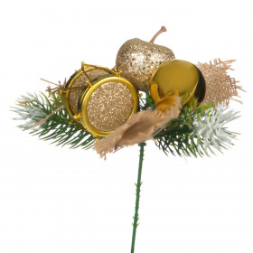 Χριστουγεννιάτικο Διακοσμητικό Κλαδί Σαμπανί Μήλο Μπάλα Τύμπανο 20 cm