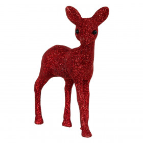 Χριστουγεννιάτικη Διακοσμητική Φιγούρα Τάρανδος Κόκκινο Glitter 16cm