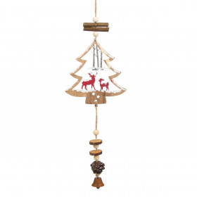 Χριστουγεννιάτικο Στολίδι Ξύλινο ΈλατοΧιονισμένο Κουδουνάκι 34 εκ.
